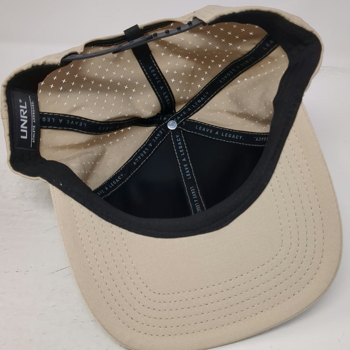 UNRL Trucker Hat Beige One Size Saint Paul Supply Co Perforated Snapback Black