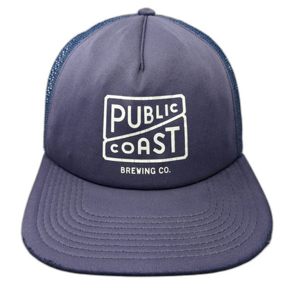 OTTO Public Coast Brewing Co Blue One Size Trucker Hat Mesh Snapback Flat Brim
