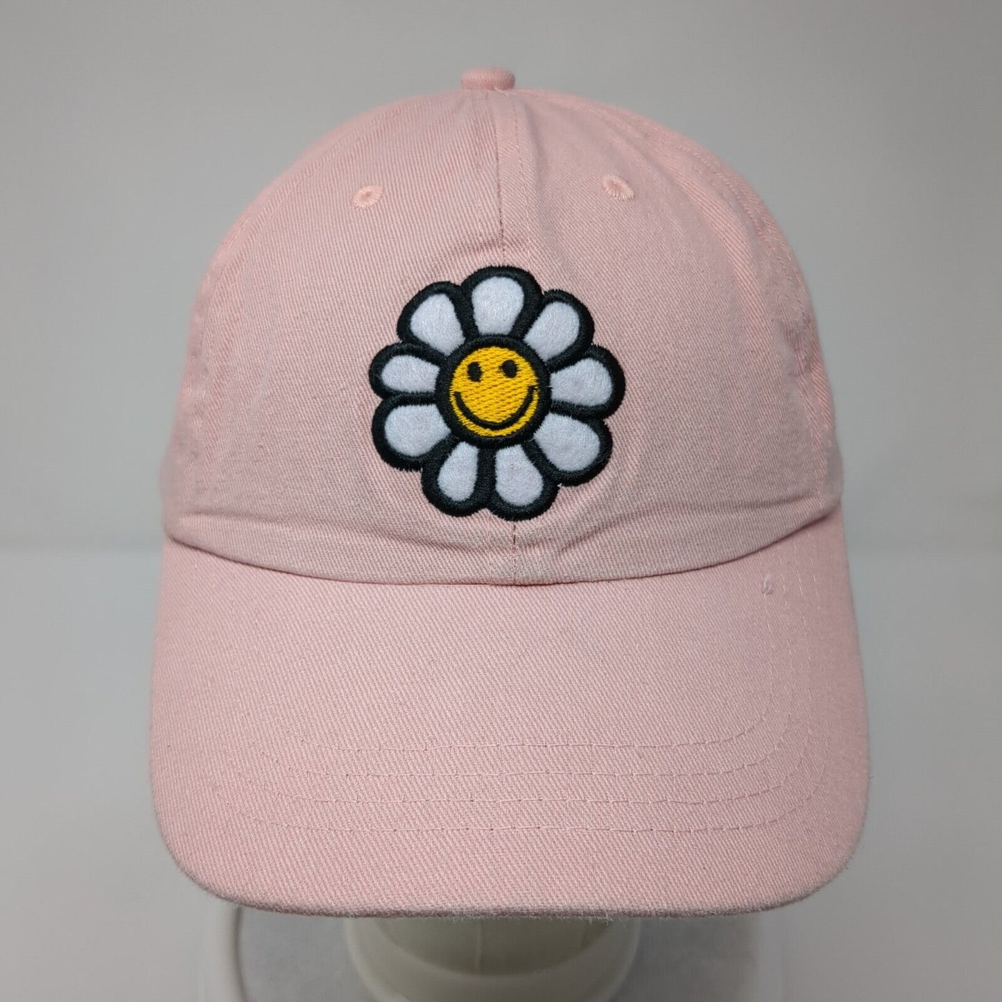 Sunflower Strapback Hat Pink One Size Adjustable Embroidered 6 Panel Cotton