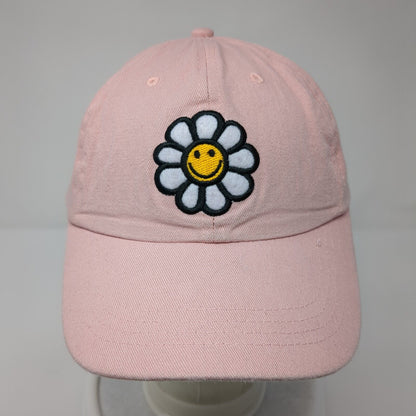 Sunflower Strapback Hat Pink One Size Adjustable Embroidered 6 Panel Cotton
