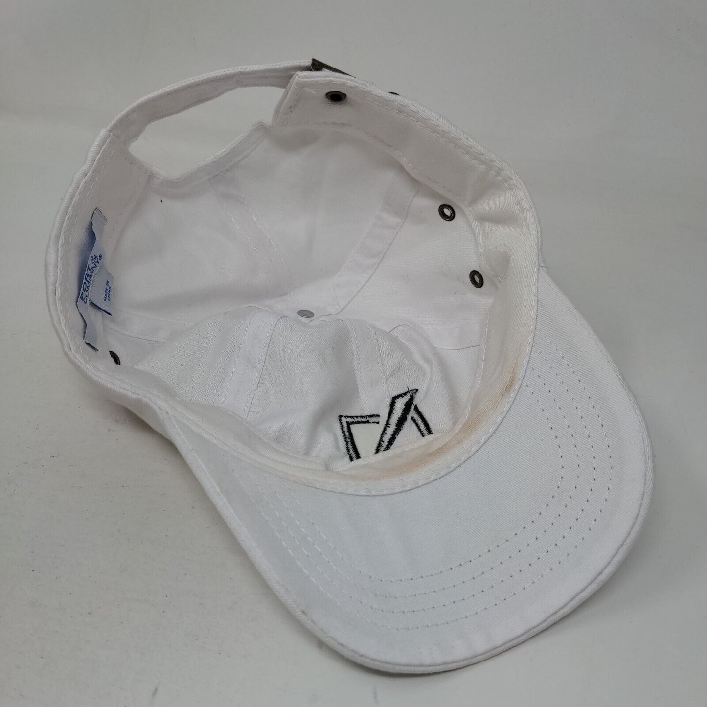 Port & Company Slideback Hat White One Size Embroidered Logo Vent Holes