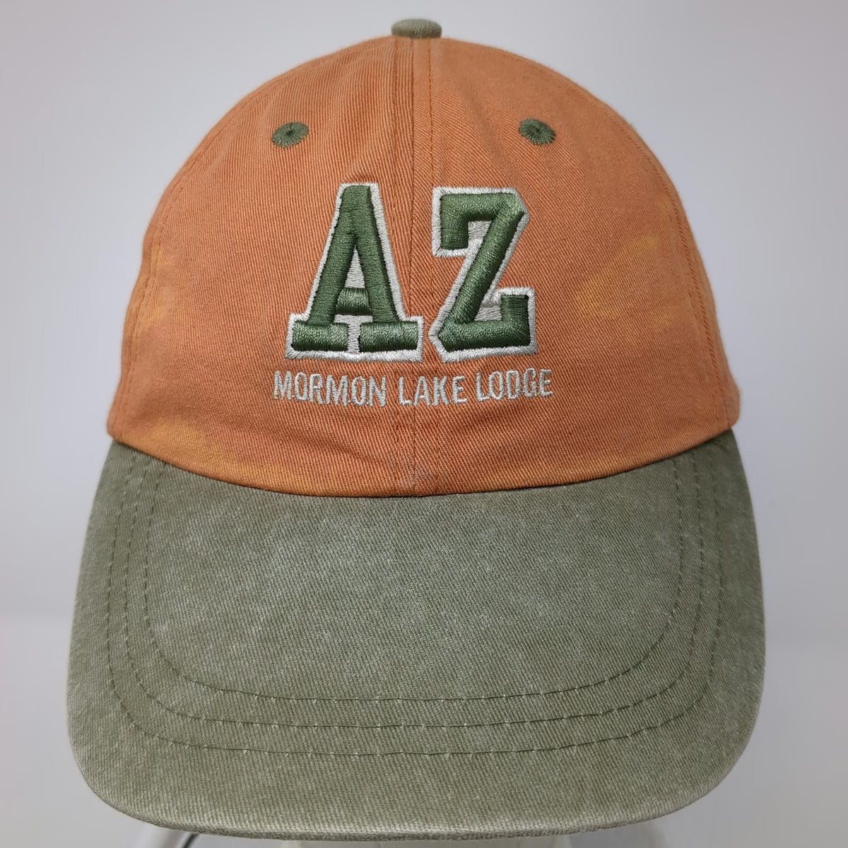 Ouray Sportswear Mormon Lake Lodge AZ Baseball Cap Orange Green One Size Hat