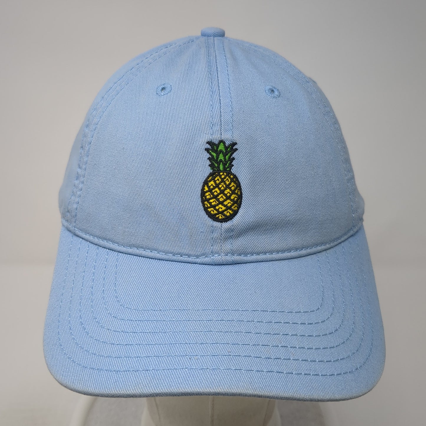 Pineapple Strapback Hat Blue One Size Embroidered Adjustable Outdoor