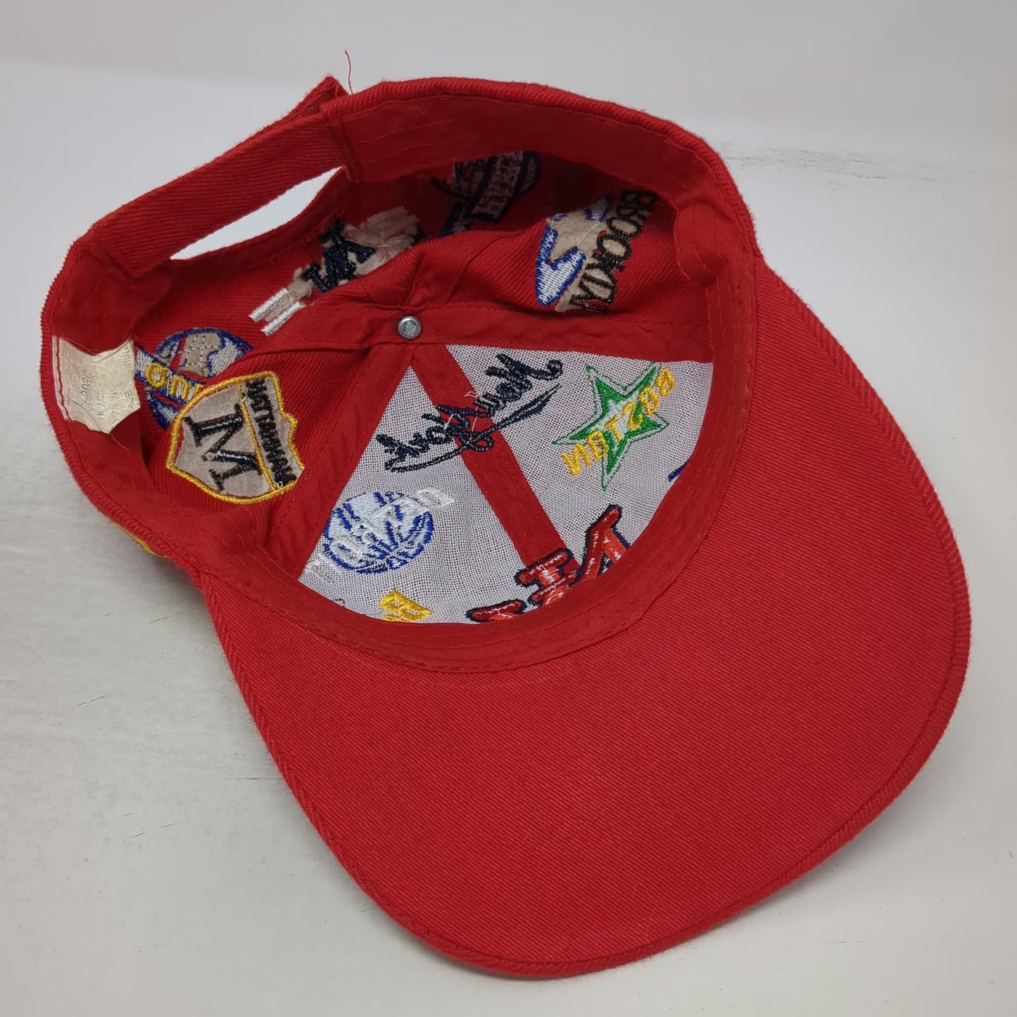Red Baseball Cap One Size Multi-City Basketball Embroidery Strapback NY Chicago