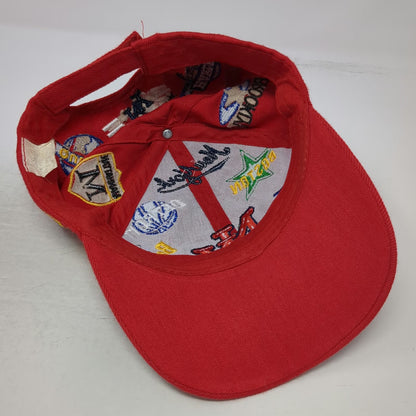 Red Baseball Cap One Size Multi-City Basketball Embroidery Strapback NY Chicago
