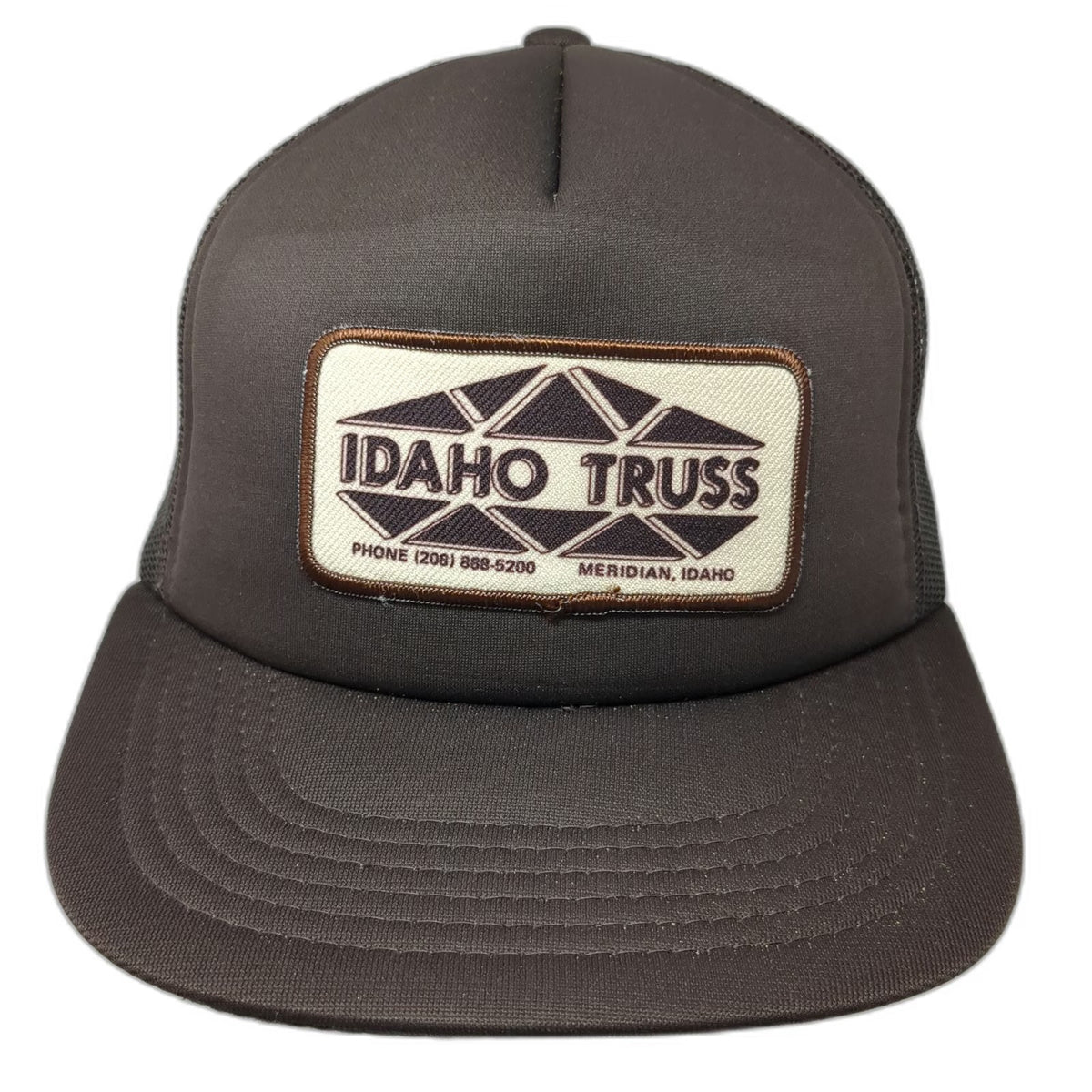 Brown Trucker Hat Idaho Truss Meridian Mesh Snapback Foam Front Patch Vintage