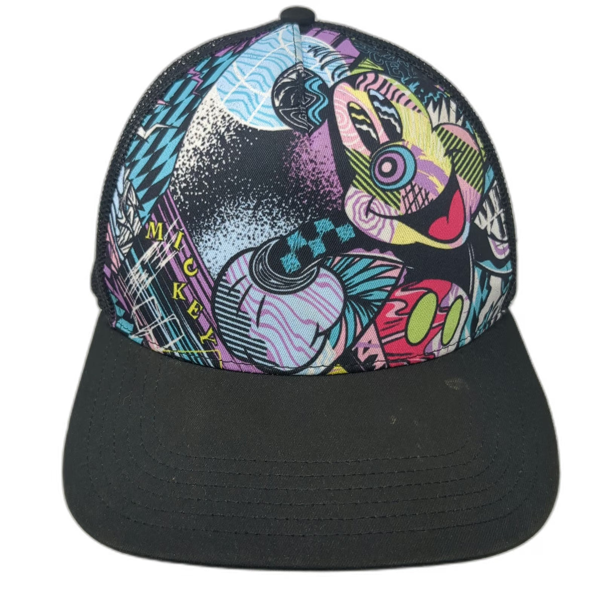 Neff Trucker Hat Black One Size Mickey Mouse Disney Graphic Mesh Snapback Brim