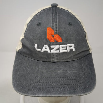 Port Authority Trucker Hat Gray OSFM Mesh Back LAZER Orange Logo Snapback Cap