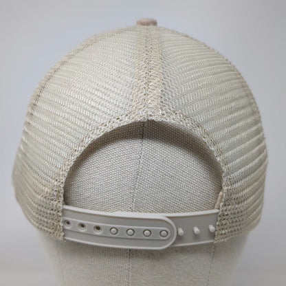 Hit Trucker Hat Beige One Size Launch Pad Logo Mesh Snapback Cap Graphic Cotton