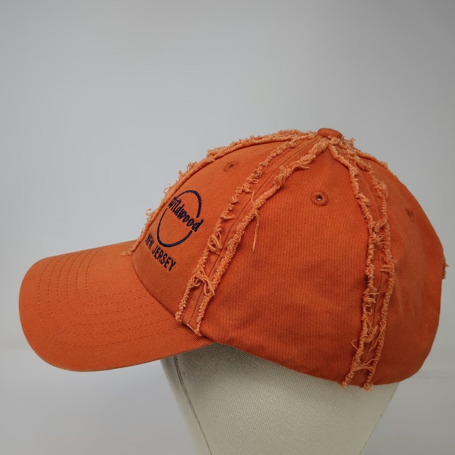 Royal Baseball Cap Orange One Size Distressed Seams Wildwood New Jersey Hat