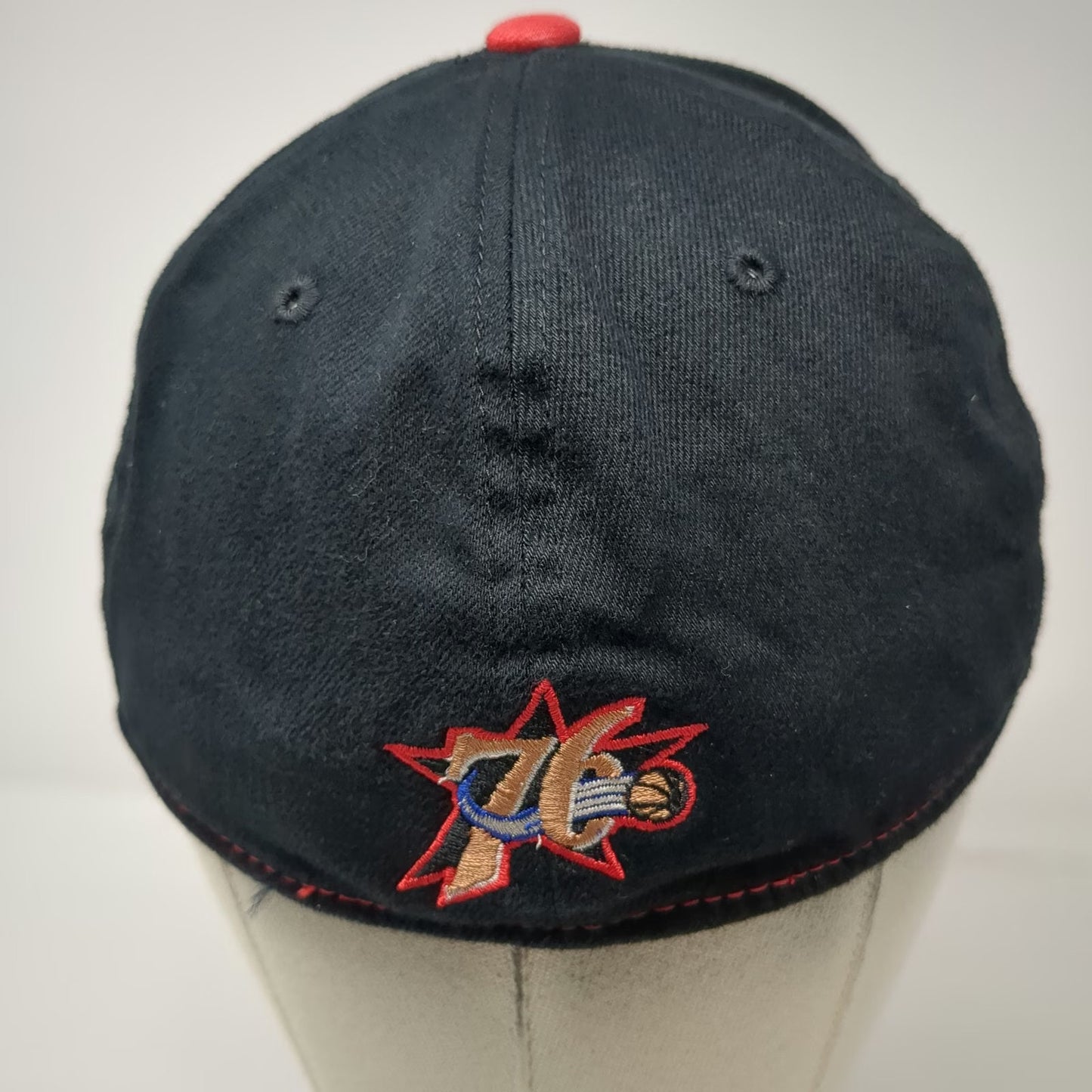 Reebok Philadelphia 76ers NBA Cap Black Gray Red One Size Stretch Fit Logo Hat