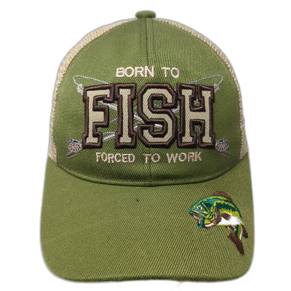 Black Eagle Trucker Hat Green One Size Fish Graphic Born To Fish Slogan Mesh