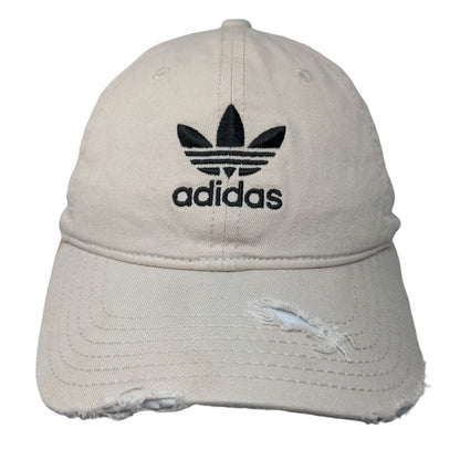 Adidas Slideback Hat Tan OSFM Adjustable Embroidered Distressed 6 Panel