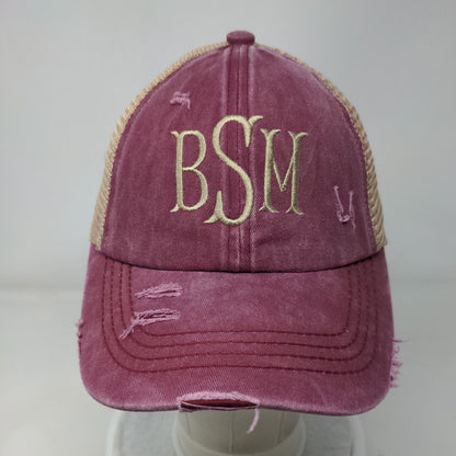 BSM Strapback Trucker Hat Ponytail Multi One Size Mesh Back C.C Exclusives
