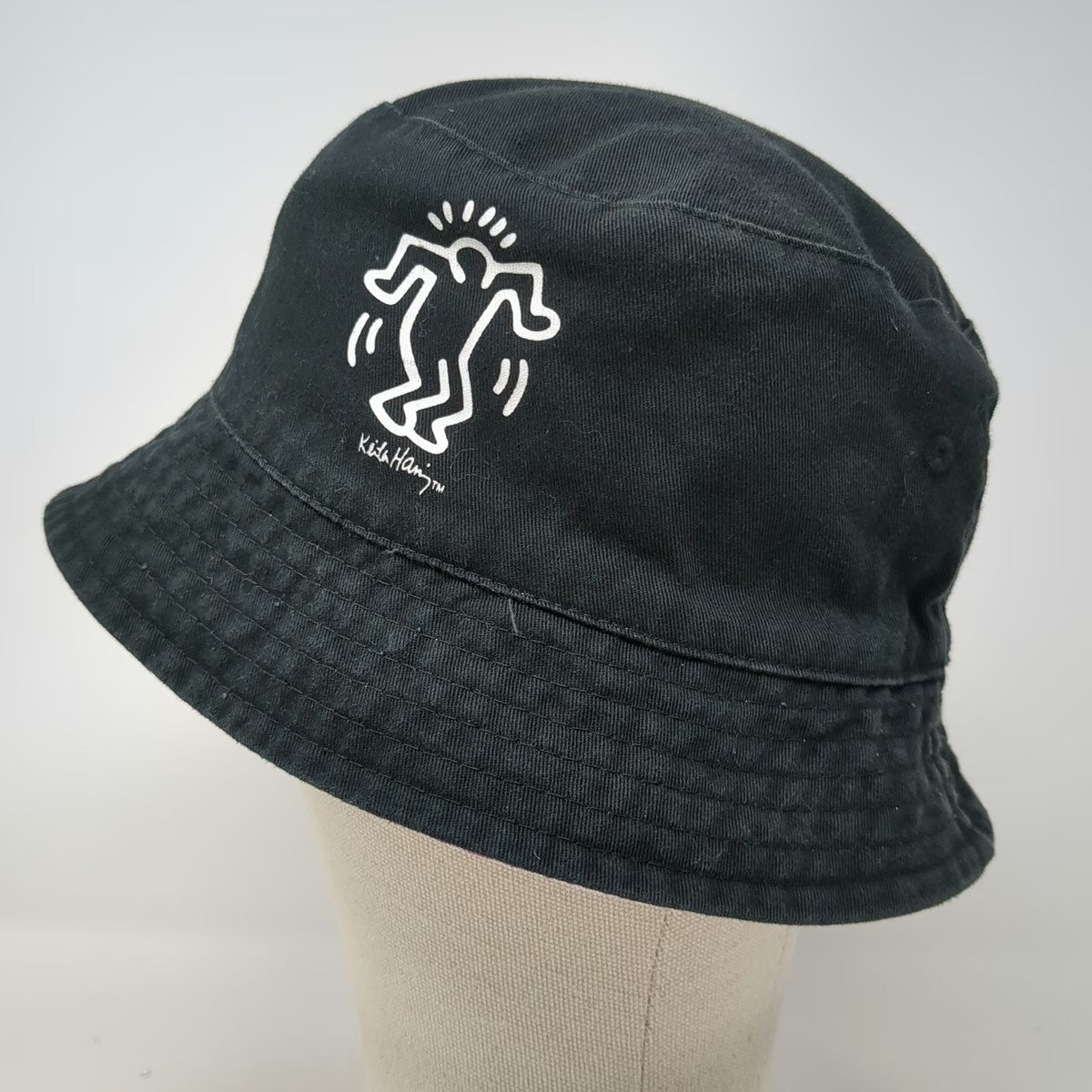 Keith Haring Bucket Hat Black Purple One Size Dancing Man Art Graphic Print Hat