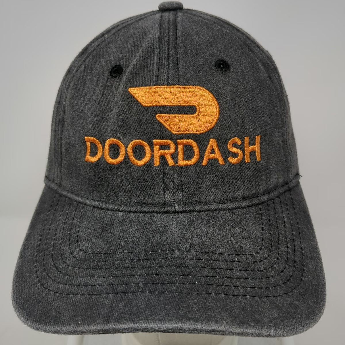 DoorDash Baseball Cap Gray OSFM Embroidered Logo Adjustable Strapback Cotton Hat