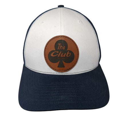 The Club Leather Patch Snapback Trucker Hat Blue One Size Mesh Back