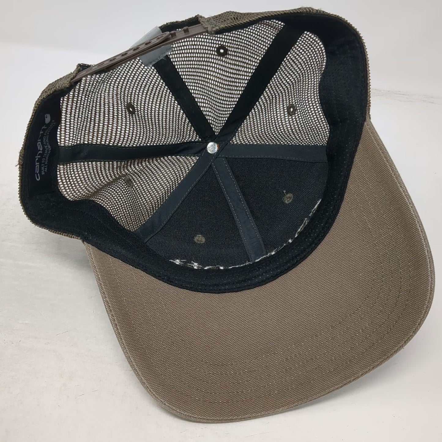 Carhartt Trucker Hat Gray Brown One Size Mesh Snapback Embroidered Logo