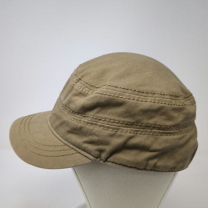 Brown Army Cap Hat One Size Side Pocket Strapback Cotton Solid Plain Utility