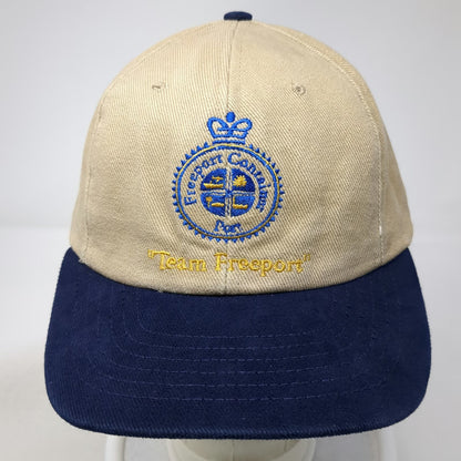 Beige Blue Freeport Container Port Team Freeport Snapback Hat One Size USA Made