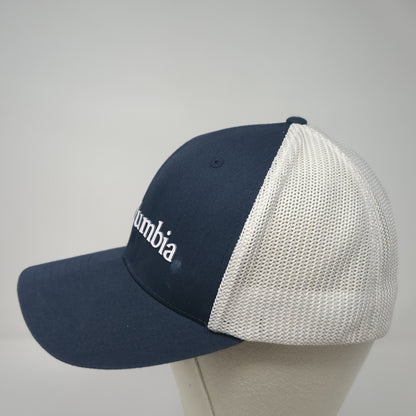 Columbia Logo Fitted Mesh Back Trucker Hat Blue One Size Flexfit Outdoor