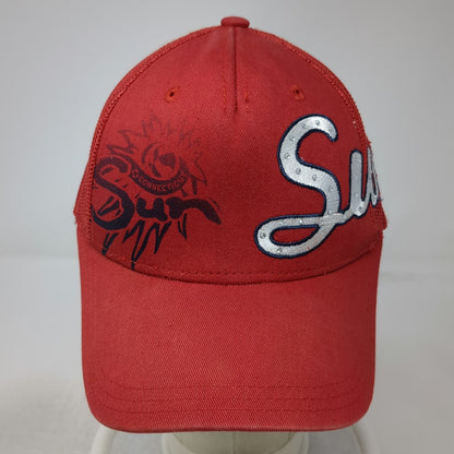 Adidas Trucker Hat Red One Size Mesh Snapback Rhinestone Sun Connecticut Hat