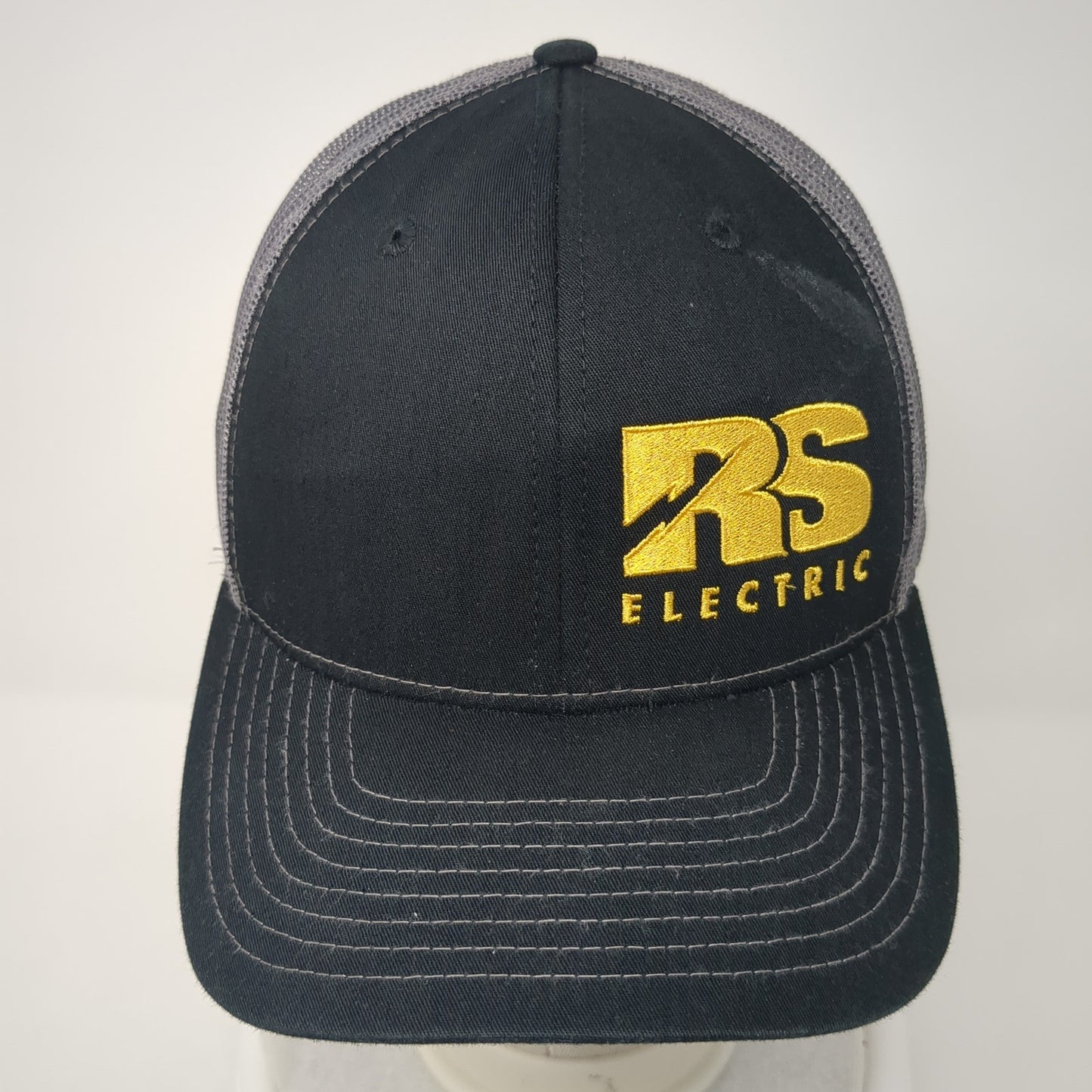 RS Electric Snapback Trucker Hat Black One Size Adjustable Mesh Back Richardson