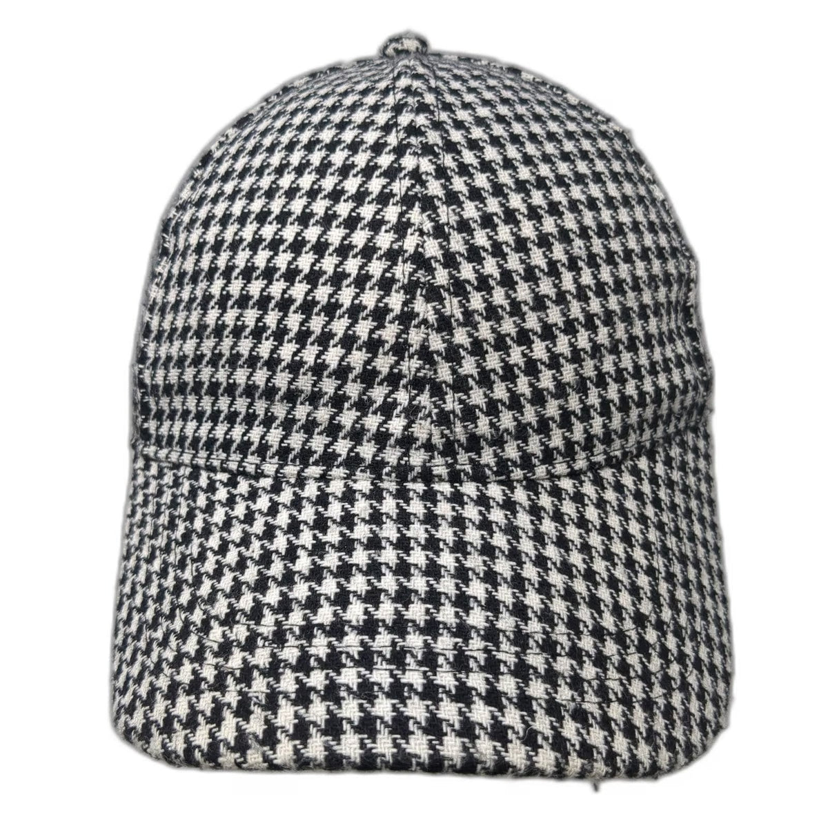 The Hatter Company Baseball Cap Black White One Size Houndstooth Pattern Hat