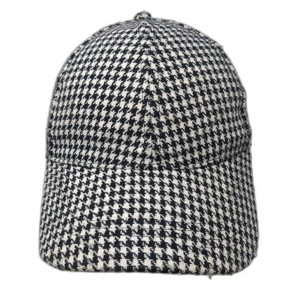 The Hatter Company Baseball Cap Black White One Size Houndstooth Pattern Hat