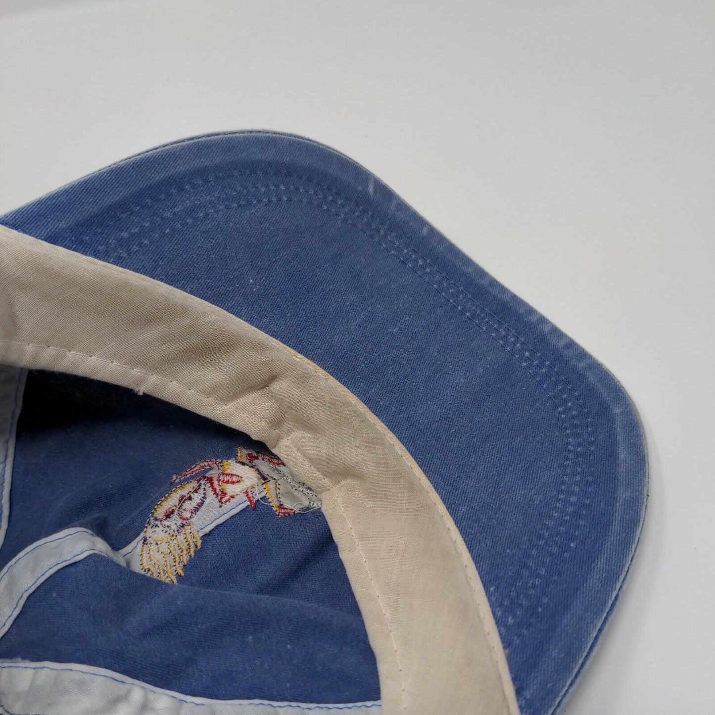 Fahrenheit Slideback Hat Blue OSFA Embroidered Leather Strap 6 Panel