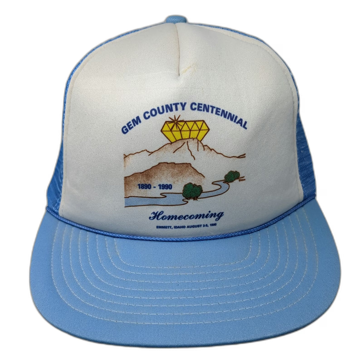 Winner Trucker Hat Blue White One Size Gem County Centennial Idaho Mesh Snapback