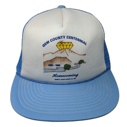 Winner Trucker Hat Blue White One Size Gem County Centennial Idaho Mesh Snapback