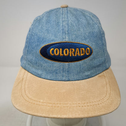 Mountain States Specialties Colorado Hat Baseball Cap Blue Beige One Size Denim