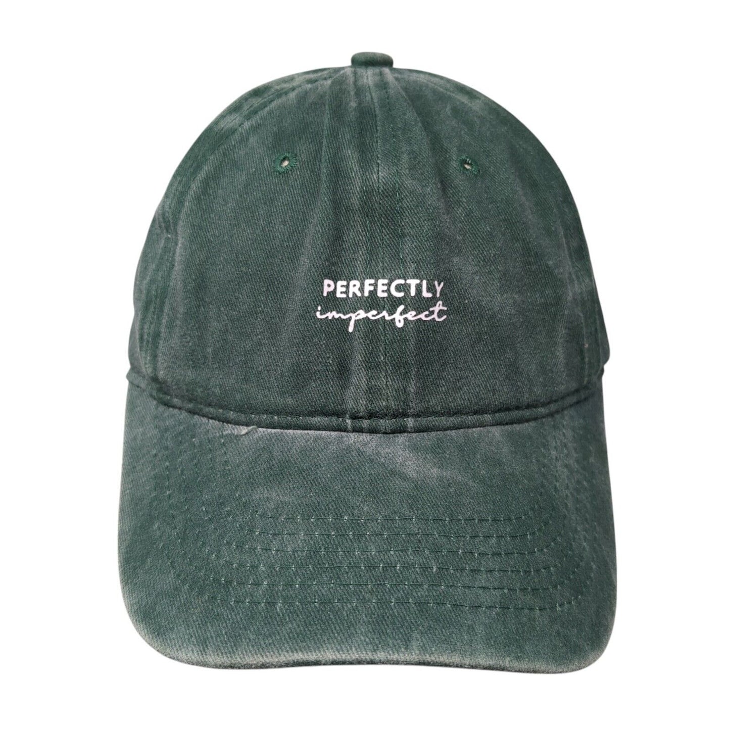 Perfectly Imperfect Slideback Hat Green One Size Adjustable 6 Panel Shanxiu