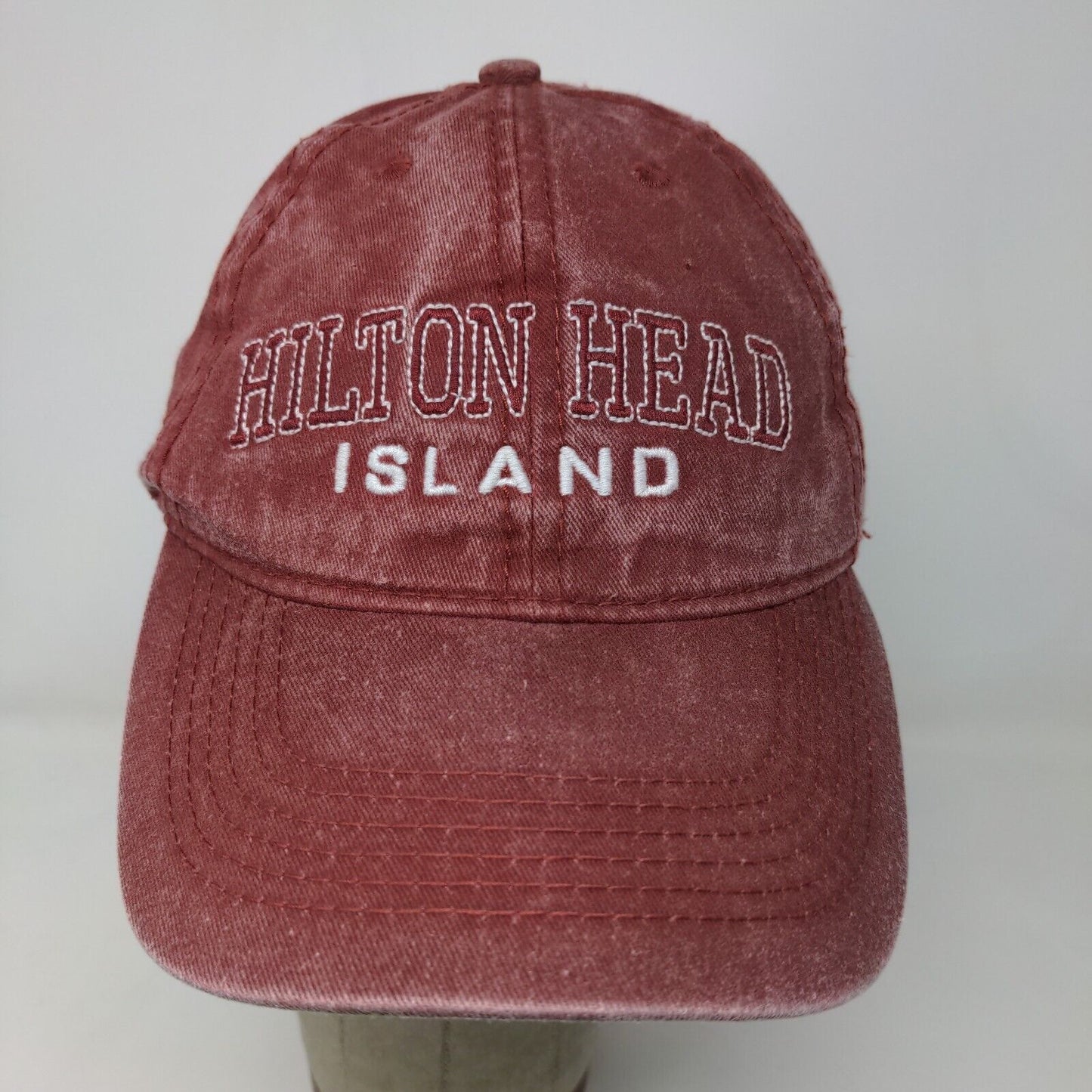 ESY Men's Slideback Hat Red OSFA Embroidered Hilton Head Island Logo Cotton