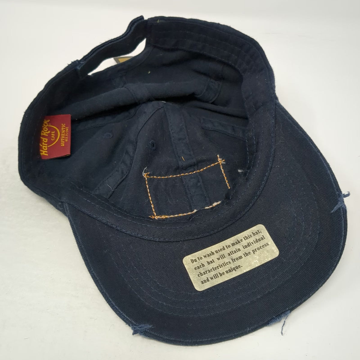 Hard Rock Cafe Baseball Cap Blue One Size Paris Distressed Strapback Cotton Hat