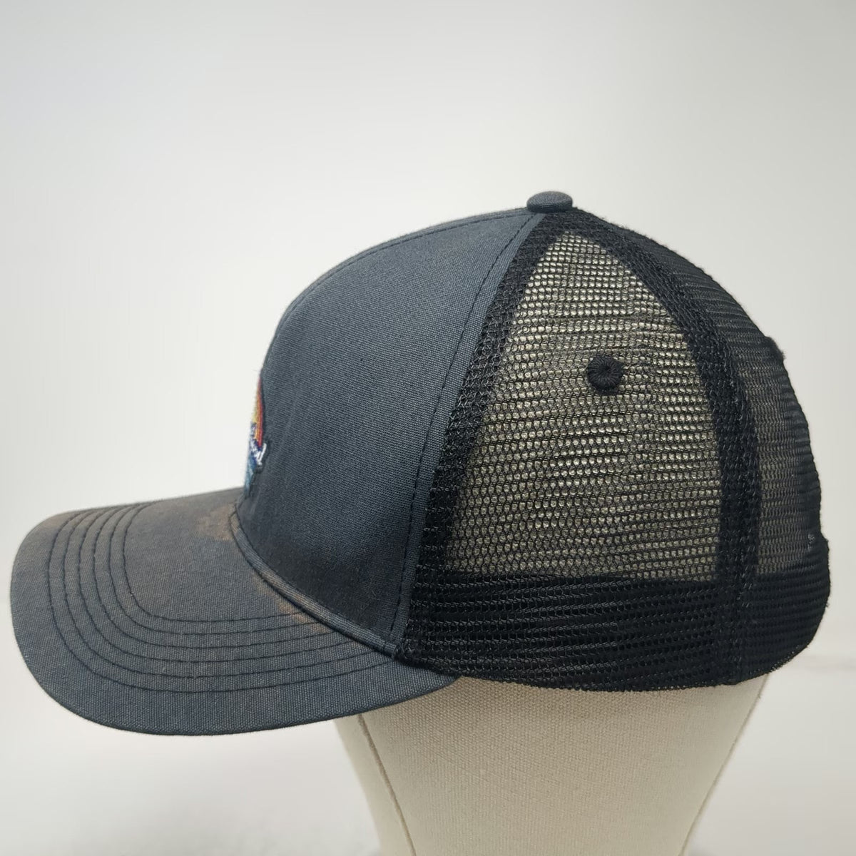 Life is Good Trucker Hat Blue One Size Rainbow Graphic Mesh Snapback Patch