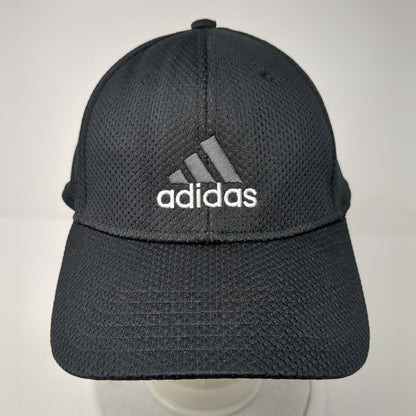Adidas Fitted Hat Black One Size Embroidered Vented Holes Breathable 6 Panel