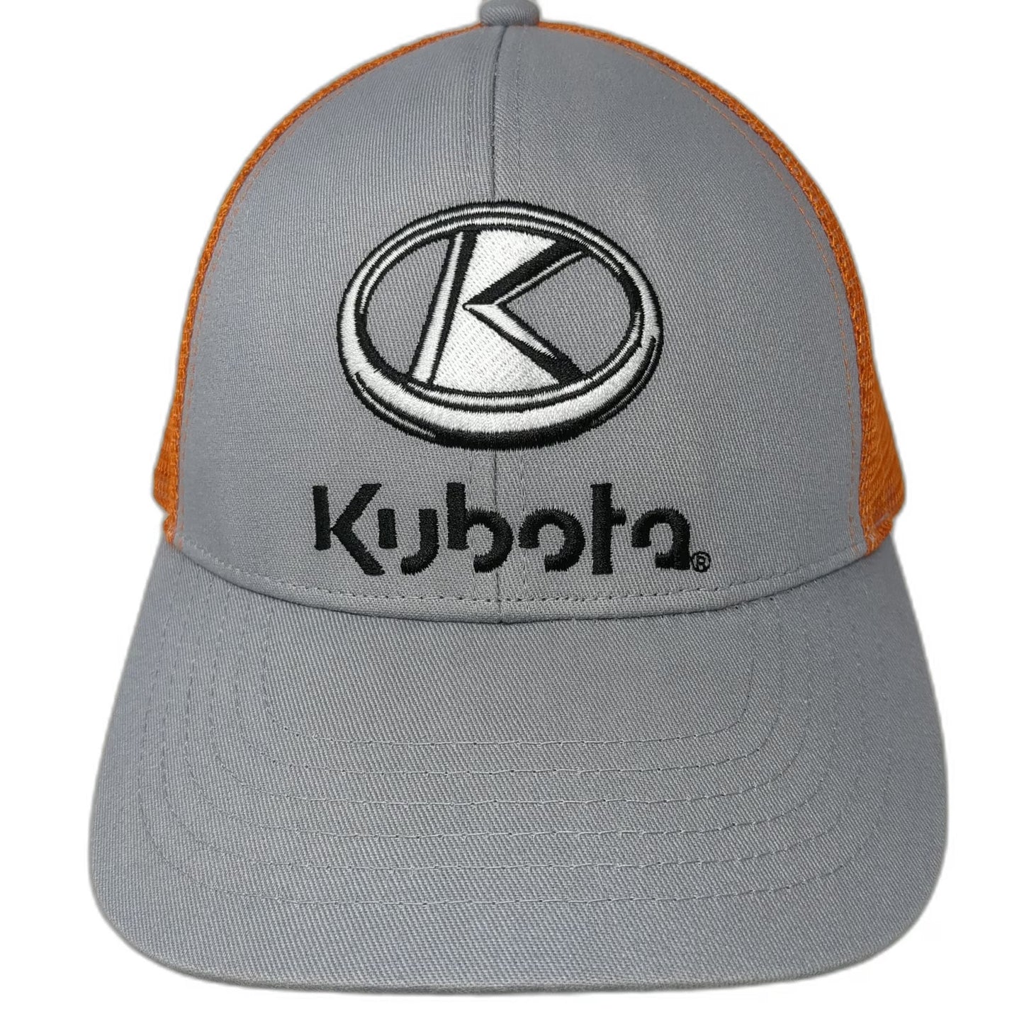 K-Products Kubota Baseball Cap Gray Orange One Size Mesh Back Idaho Tractor Hat