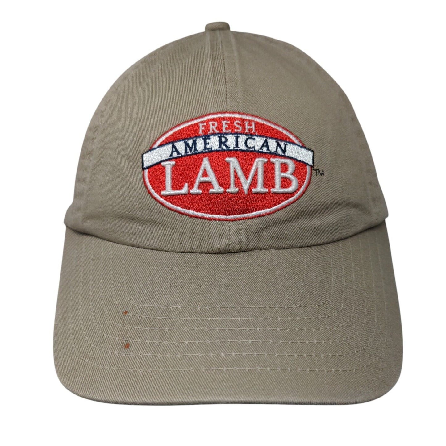 Fresh American Lamb Slideback Hat Tan One Size Adjustable Embroidered