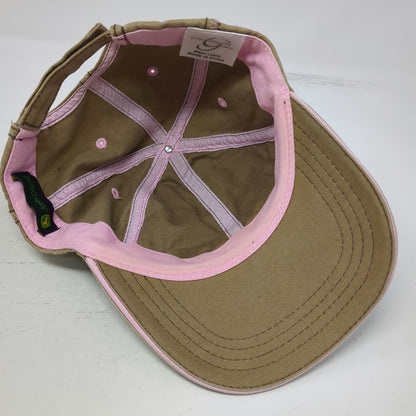 John Deere Baseball Cap Beige Pink Brown One Size Logo Patch Stitch Hat Cotton