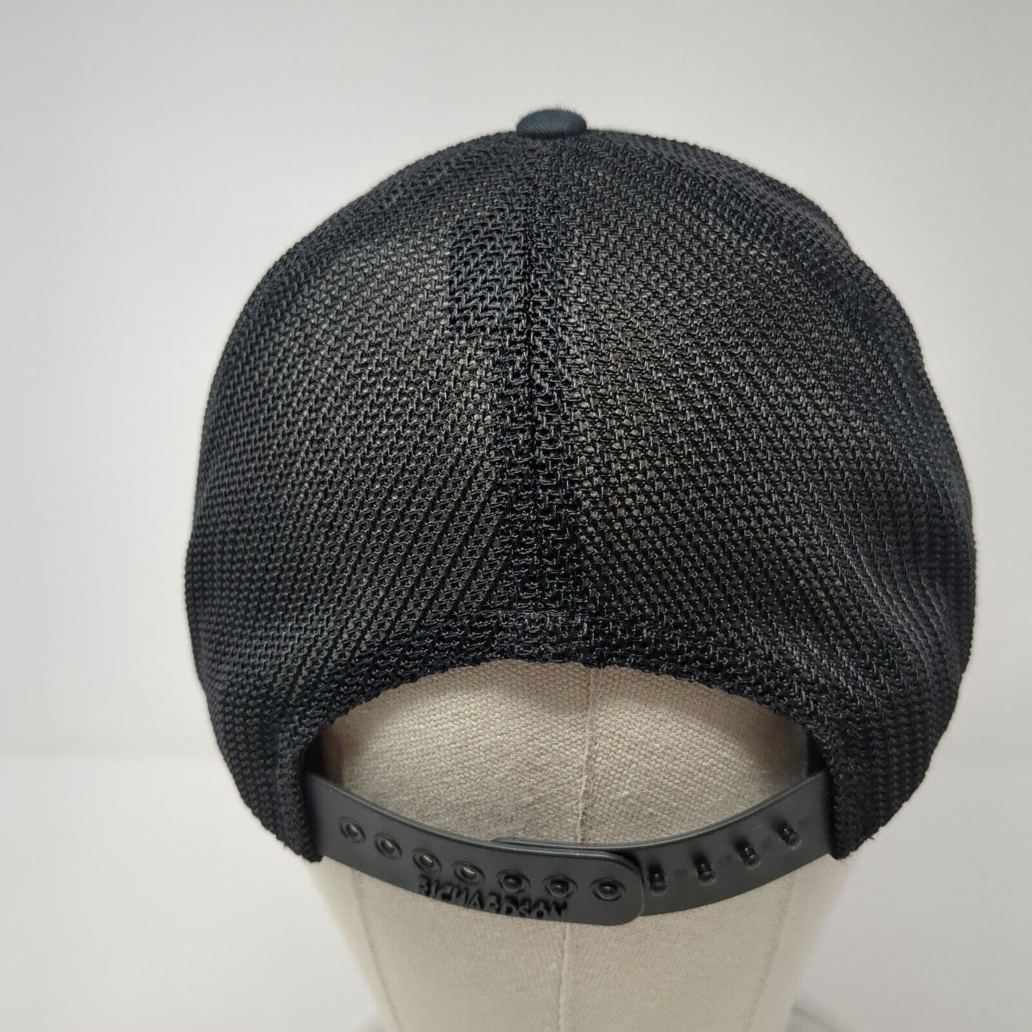 Richardson Mesh Back Trucker Hat Black One Size Flexfit Embroidered Logo