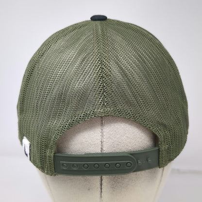 The Perch Trucker Hat Green Black OSFM Camo Mesh Idaho Flat Brim 1976 Elephant