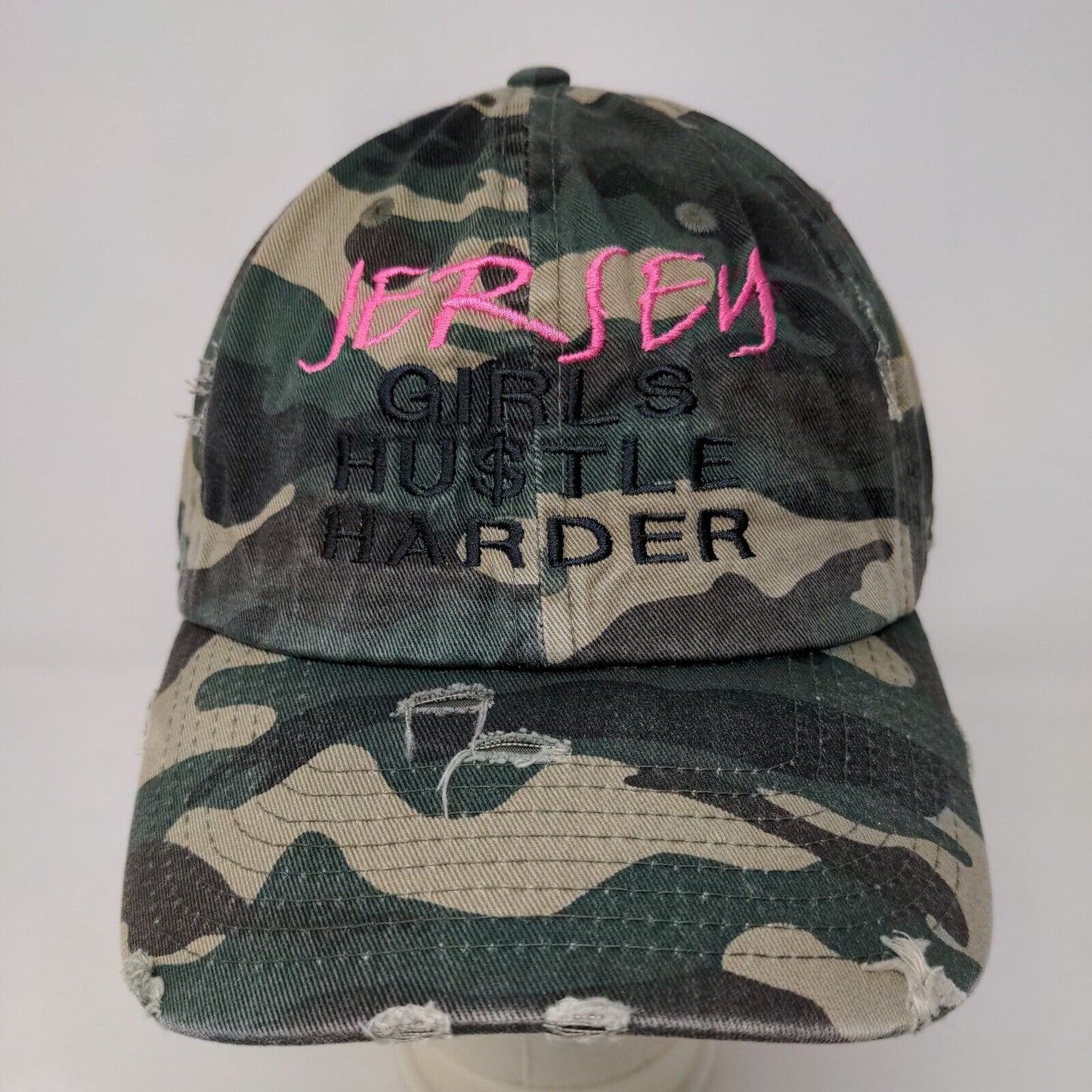 KB Ethos Women's Slideback Camo Hat Jersey Girls Hustle Harder Embroidered Logo