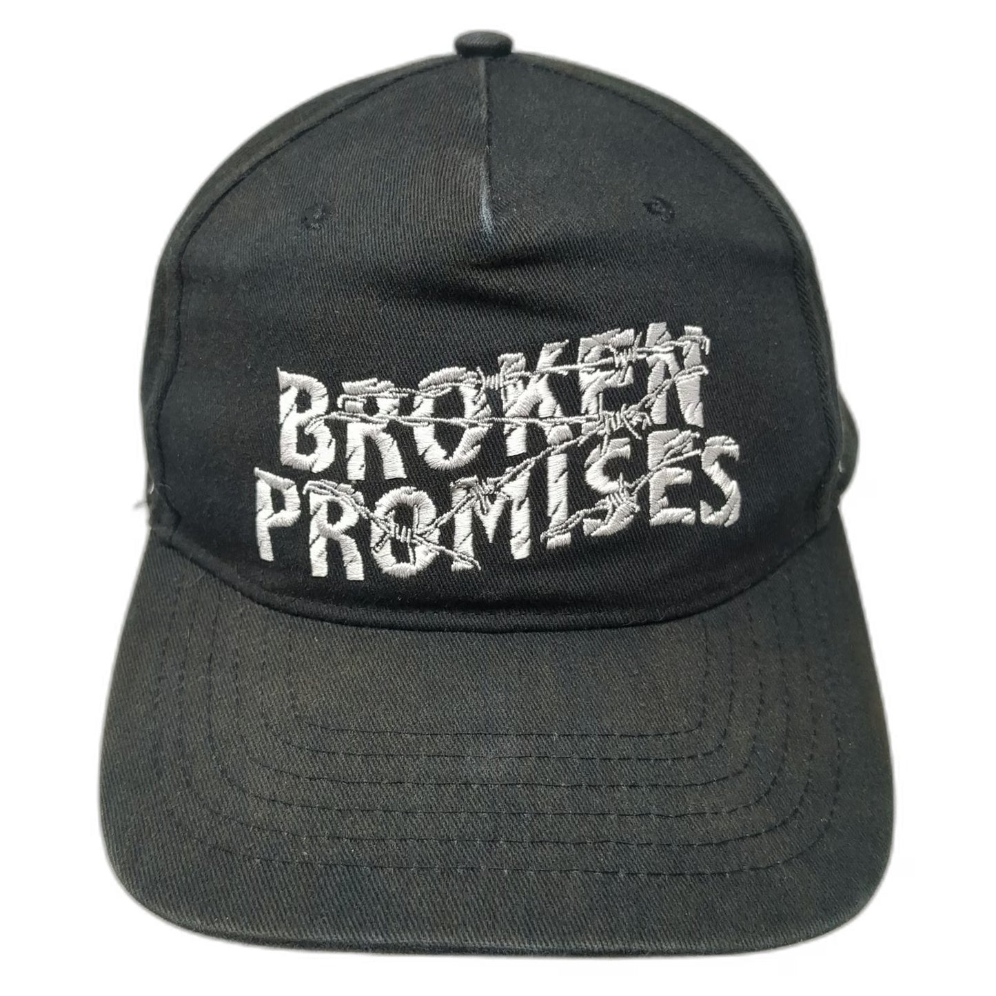 Broken Promises 5 Panel Black One Size Barbwire Embroidered Snapback Hat Logo