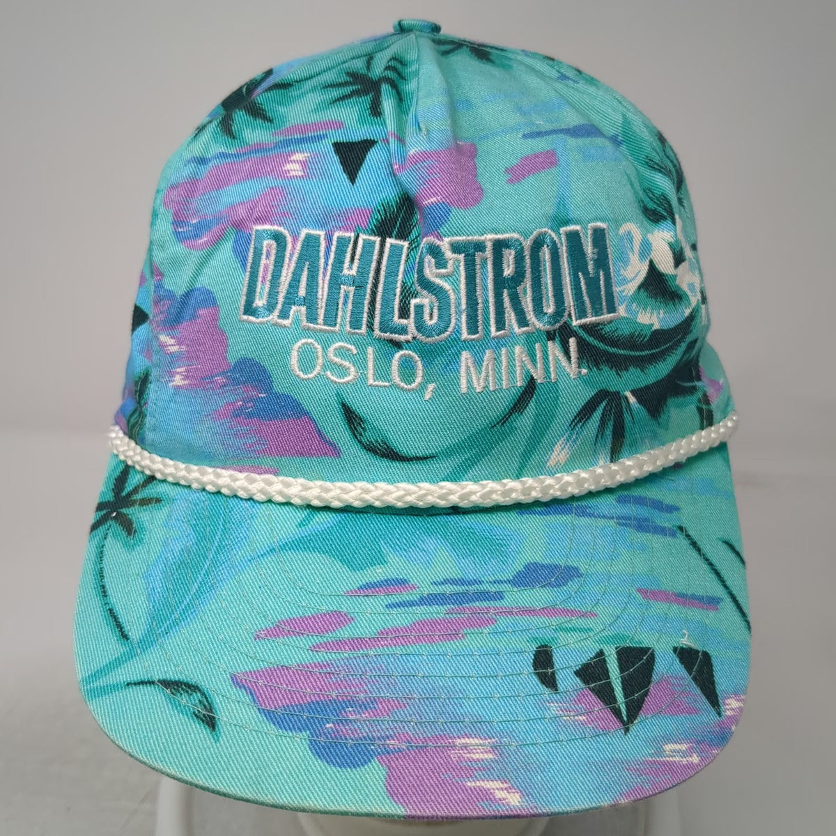 Mohr's 5 Panel Green One Size Rope Snapback Palm Tree Sailboat Purple Pink Hat