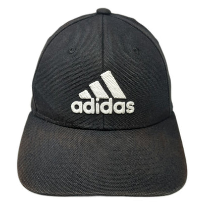 Adidas Baseball Cap Black M Embroidered Logo Stretch Fit A-Flex 6 Panel Hat