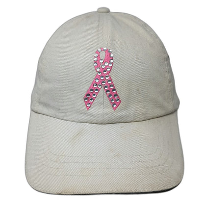 Vitronic Baseball Cap Beige OS Rhinestone Pink Ribbon Shane Co BCA Hat Slideback