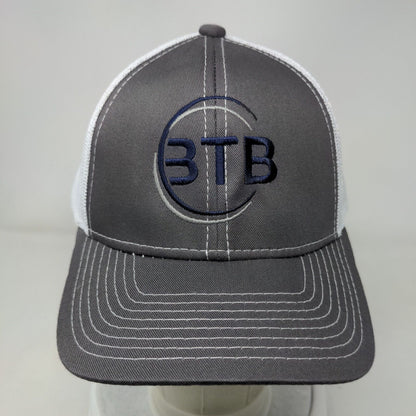 BTB Strapback Mesh Back Trucker Hat Gray OSFM Embroidered Colorblock