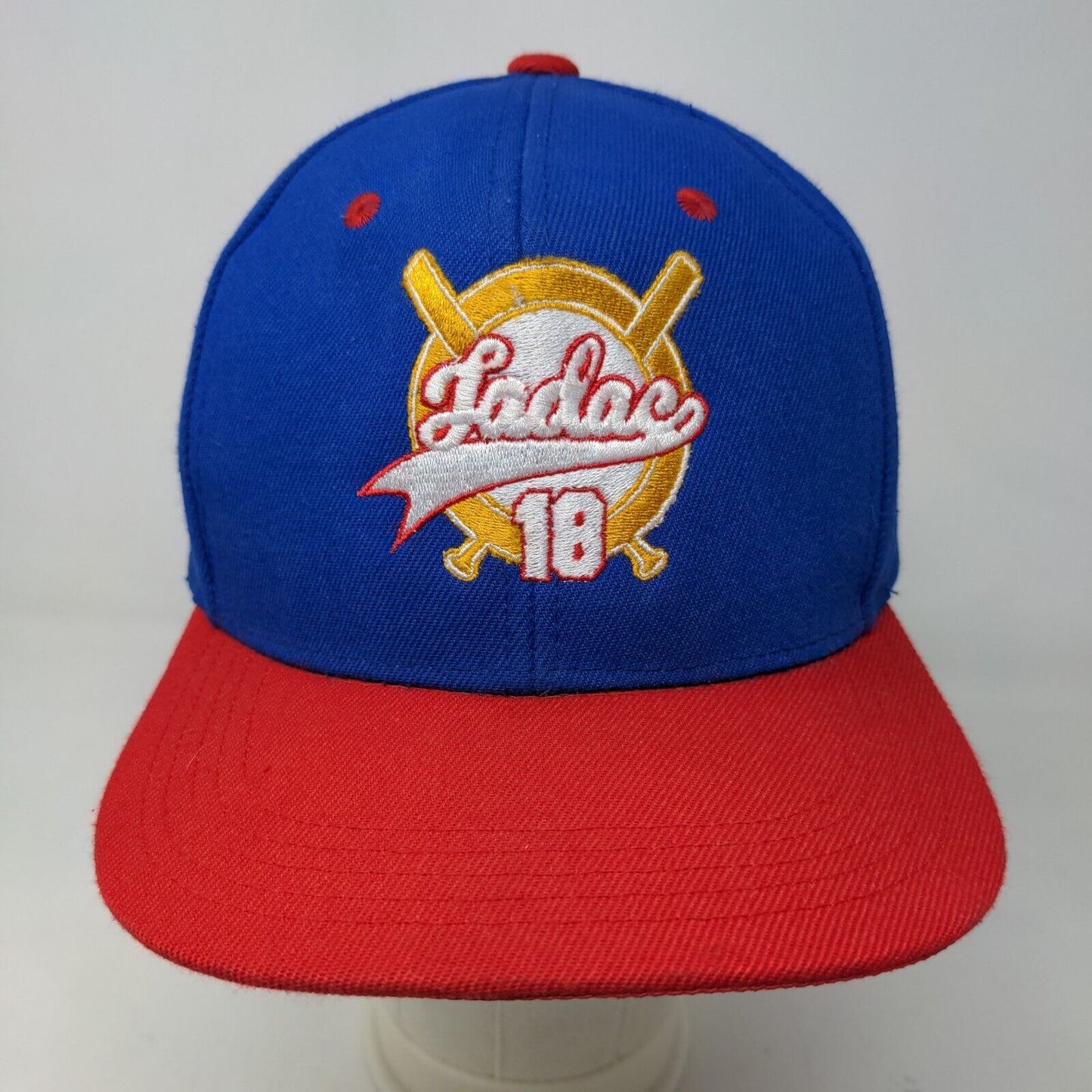 Unbranded Mens Snapback Hat Red Blue Adjustable Embroidered Ladac Logo Autograph